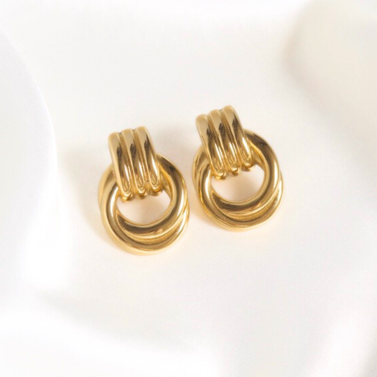 Hailey Double Knot Earrings in Gold