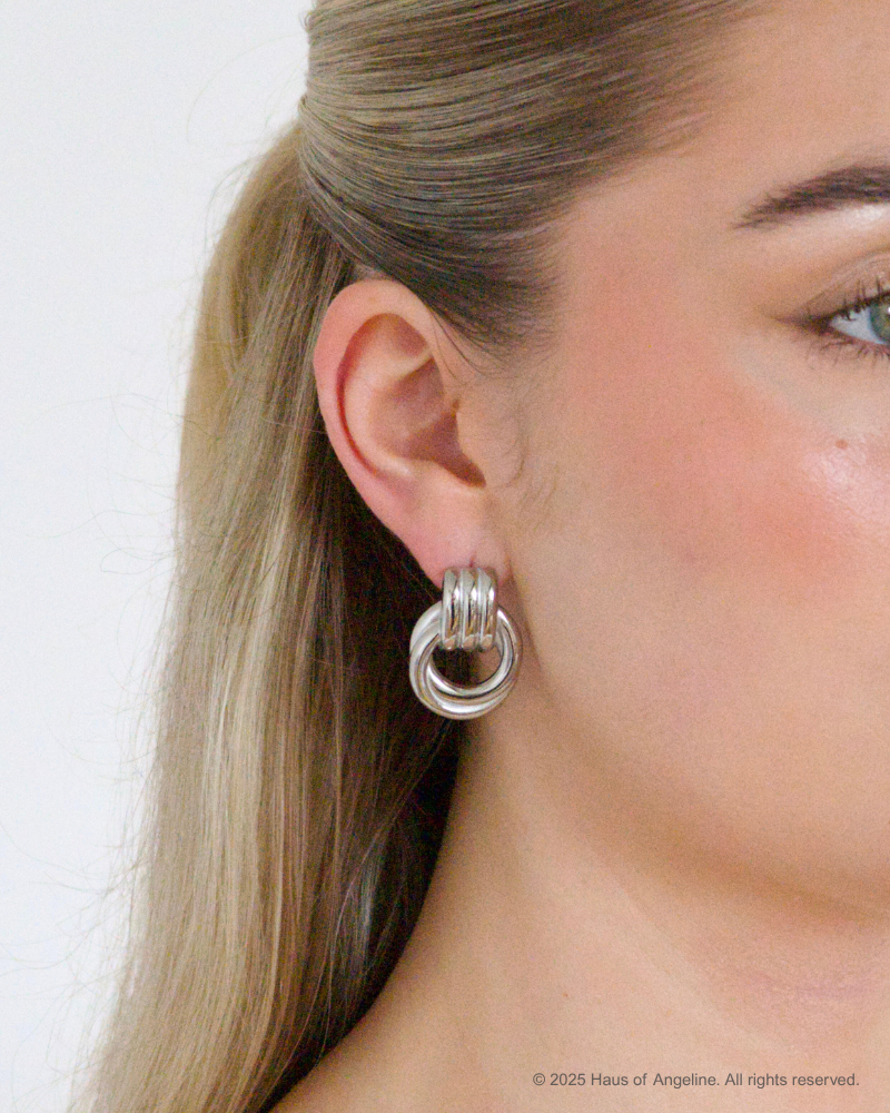 Hailey Double Knot Earrings in Silver