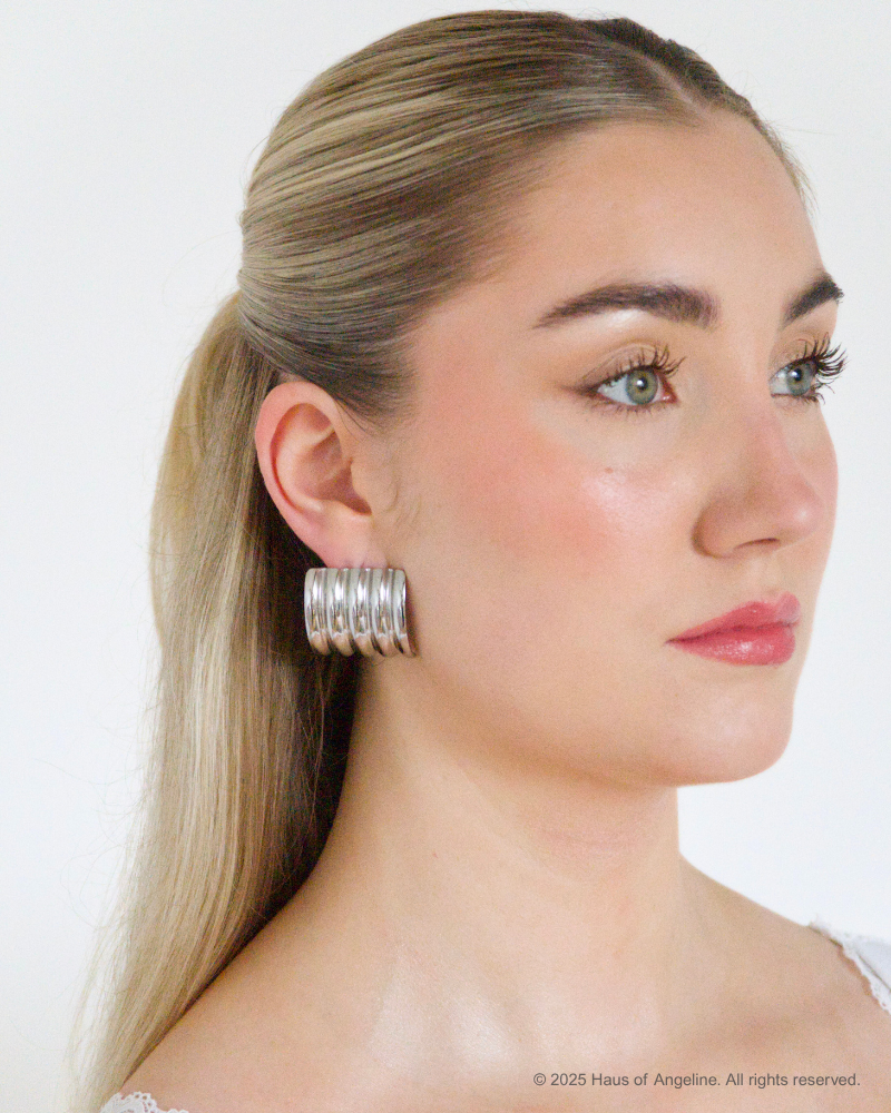 Covergirl Textured Statement Earrings in Silver