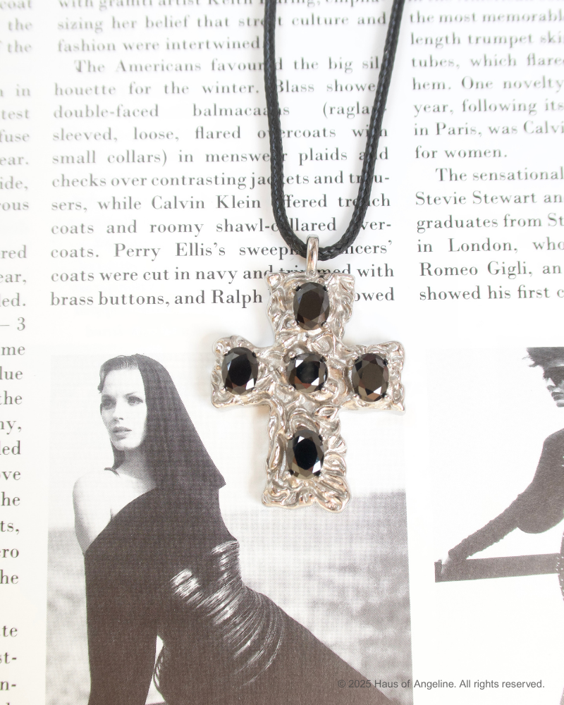Siren's Kiss Black Stone Cross Necklace