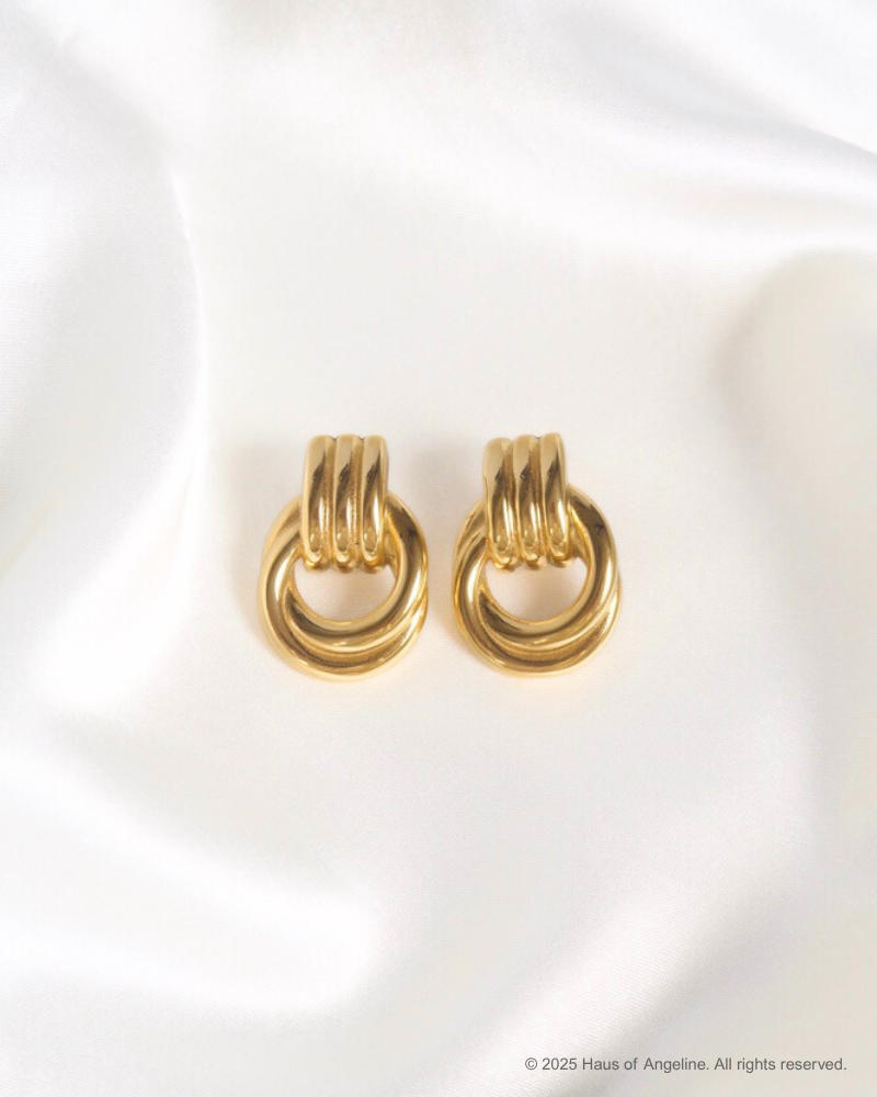 Hailey Double Knot Earrings in Gold