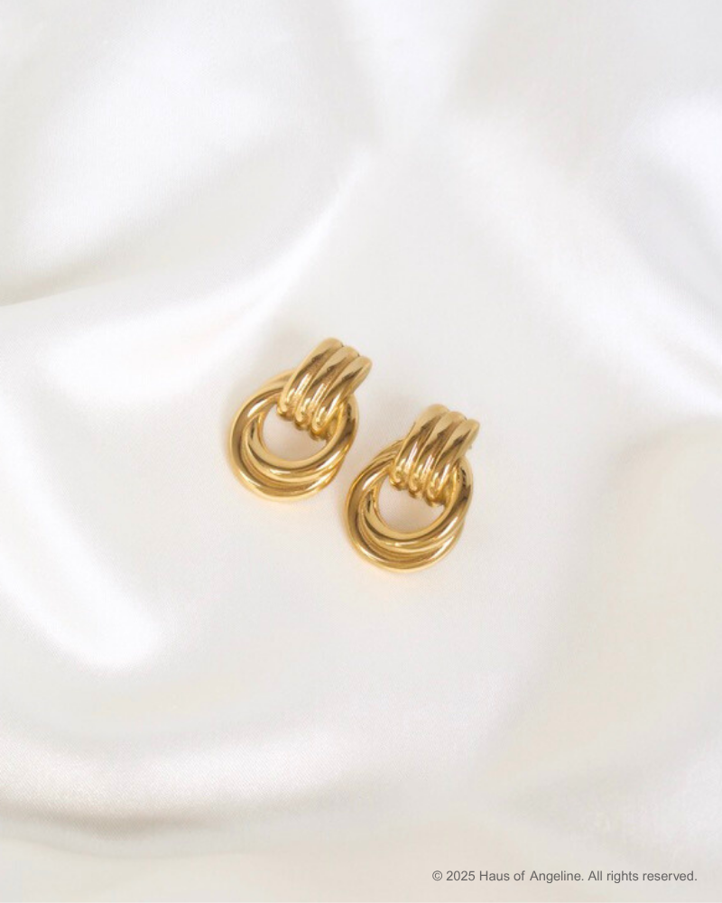 Hailey Double Knot Earrings in Gold
