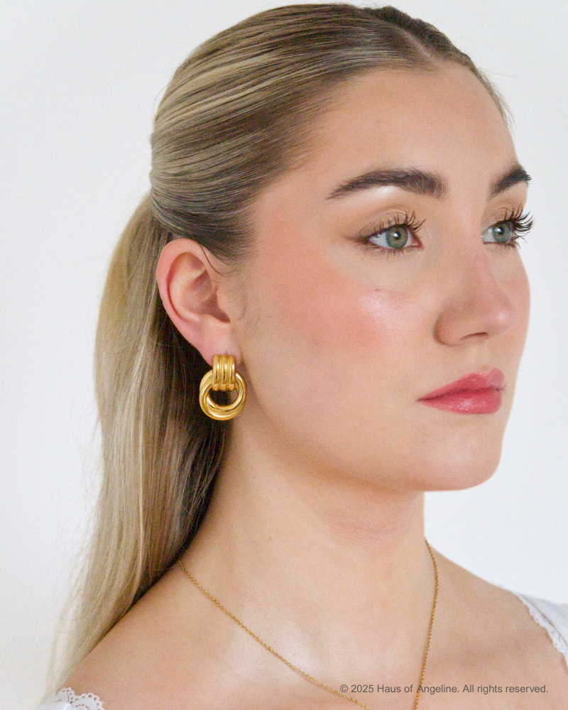Hailey Double Knot Earrings in Gold