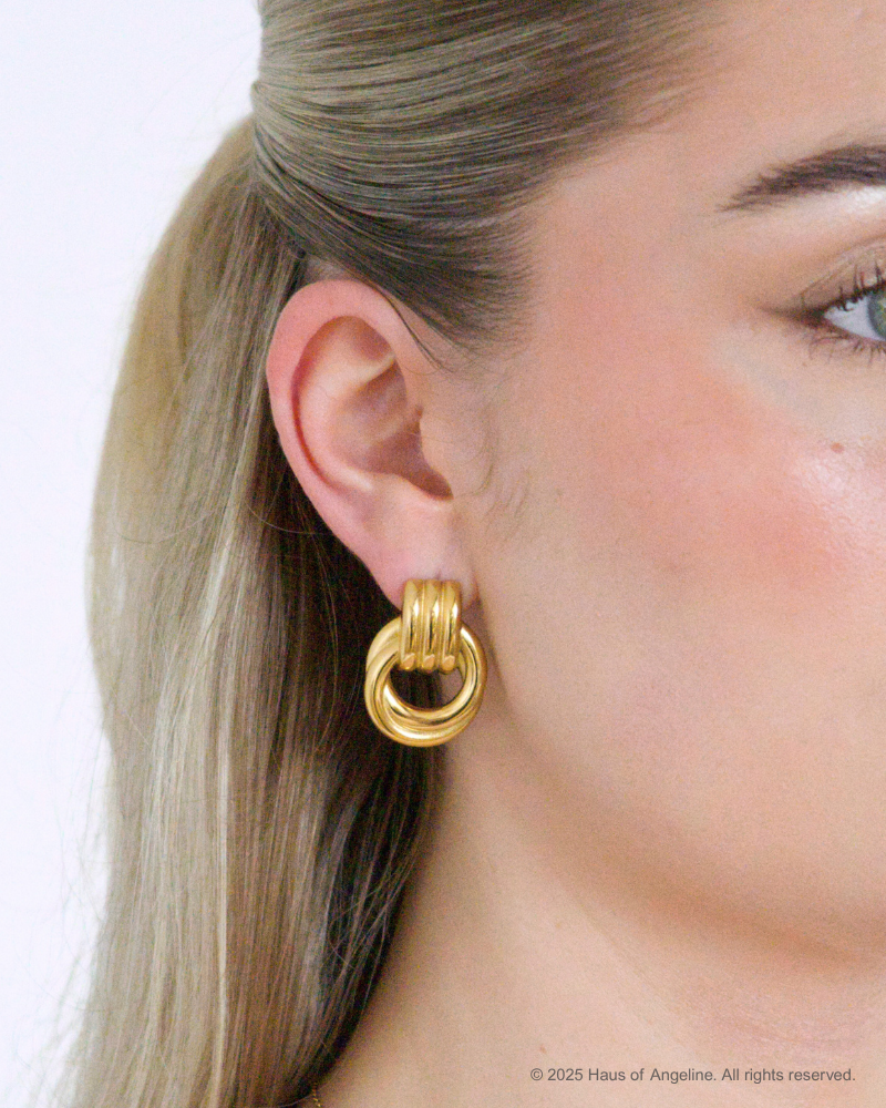 Hailey Double Knot Earrings in Gold