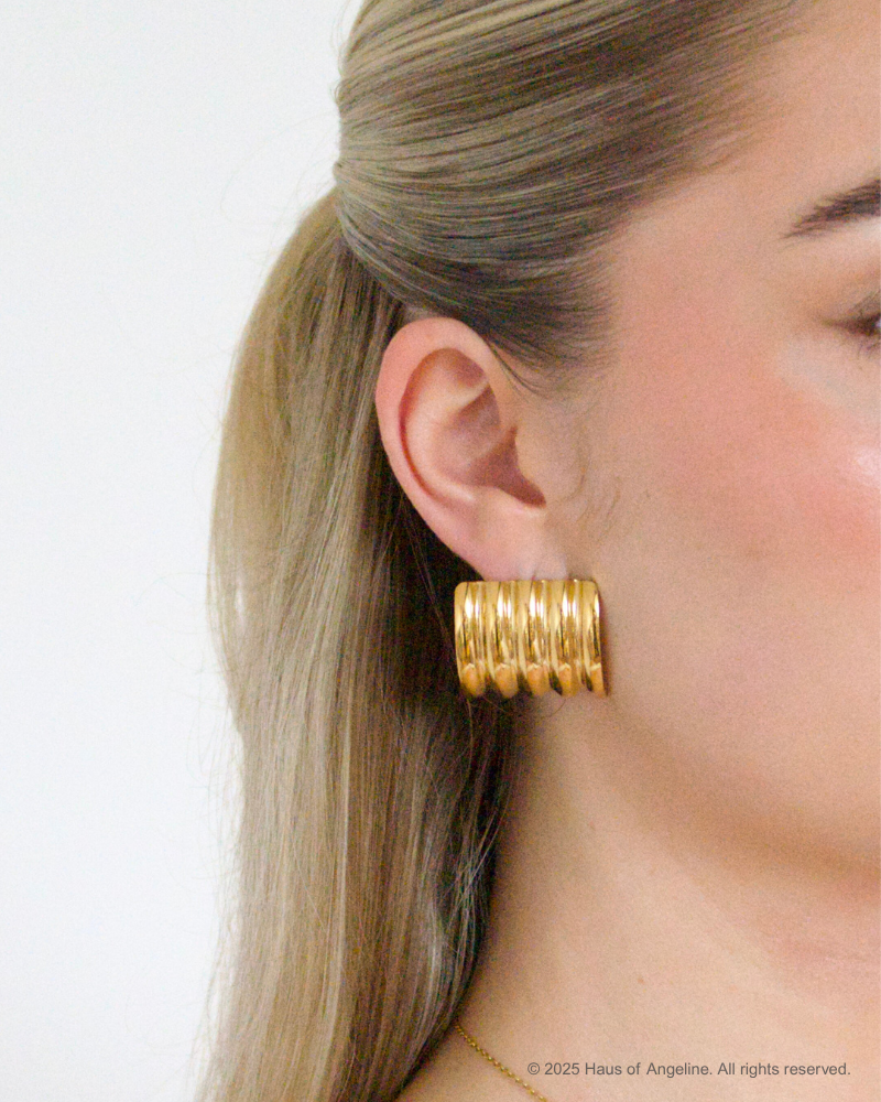 Covergirl Textured Statement Earrings in Gold