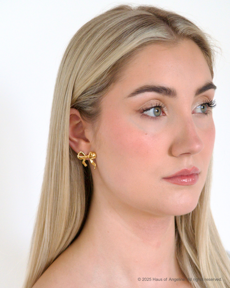 Babydoll Ribbon Earrings in Gold