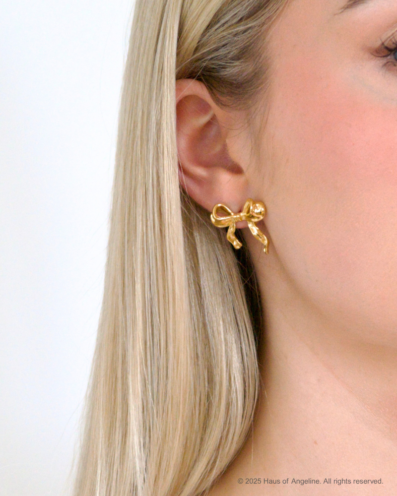 Babydoll Ribbon Earrings in Gold