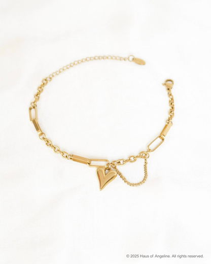 Gold Heart Charm Bracelet