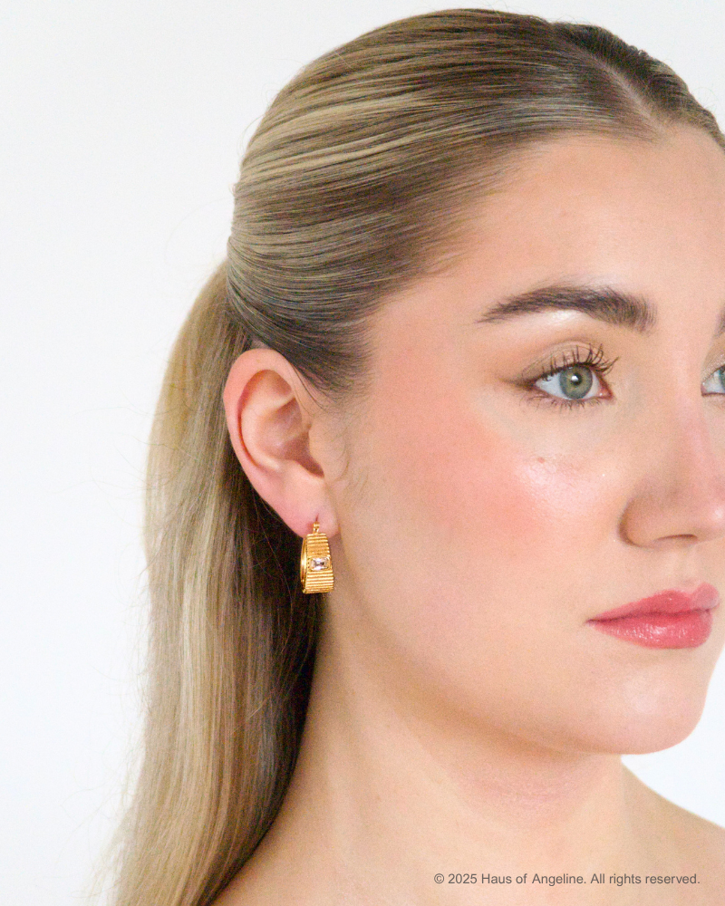 Carmen Retro Ribbed CZ Hoops