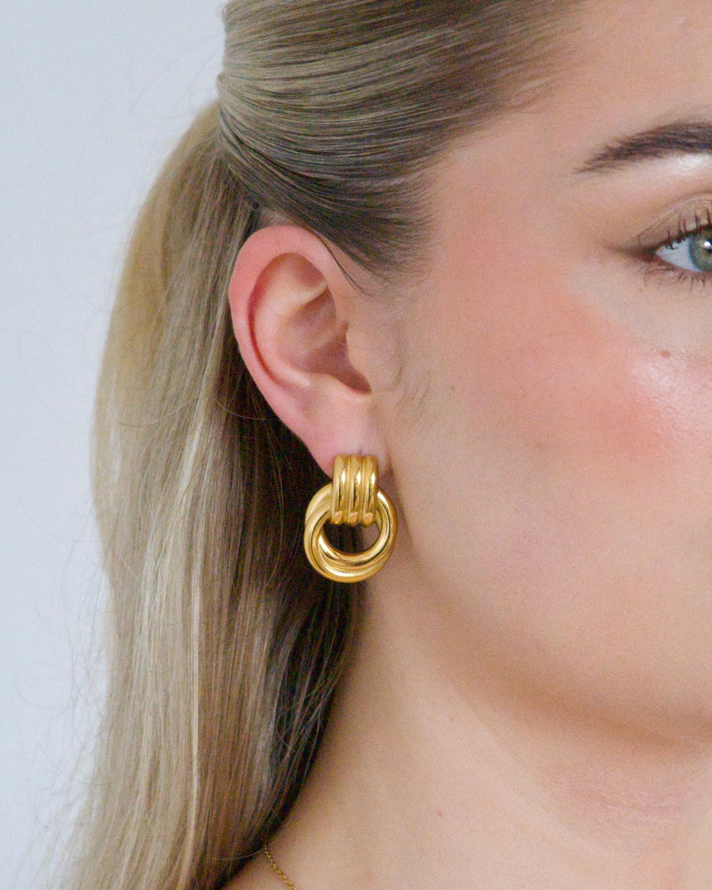 Hailey Double Knot Earrings in Gold