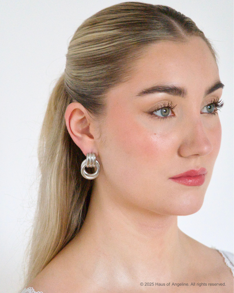 Hailey Double Knot Earrings in Silver