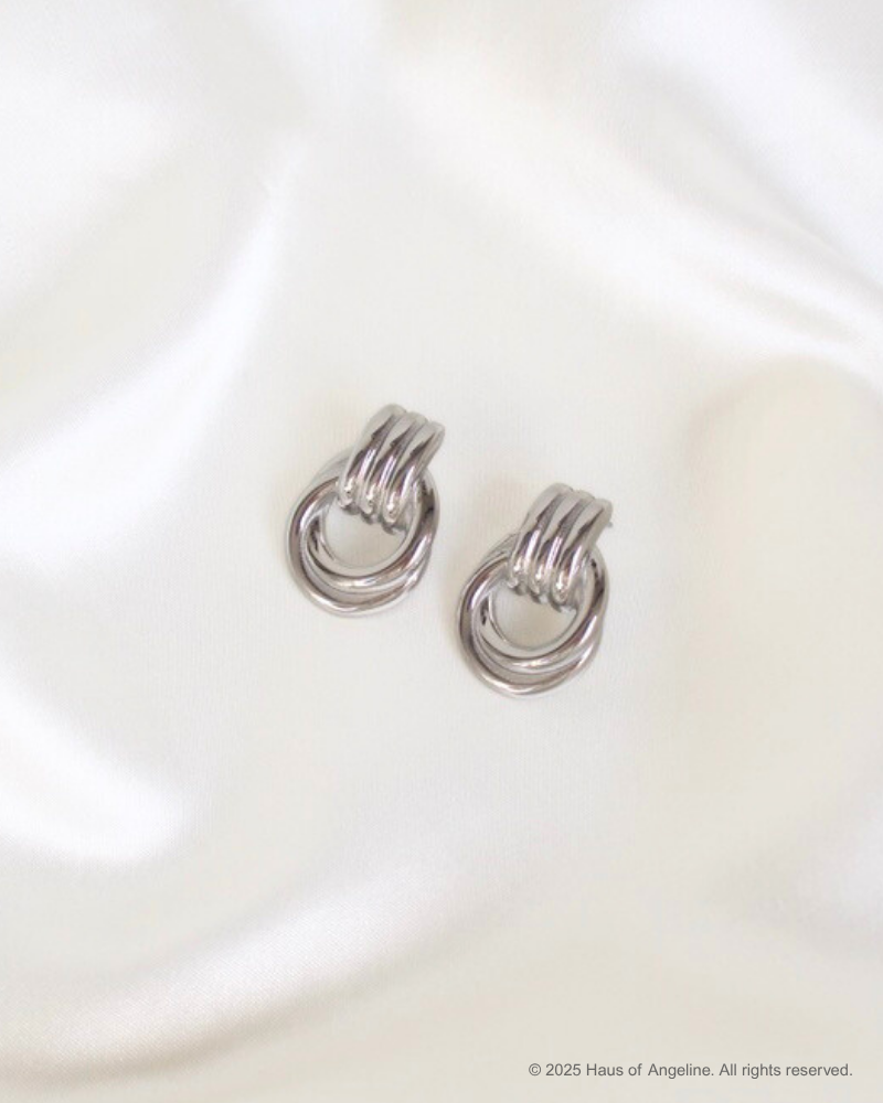 Hailey Double Knot Earrings in Silver
