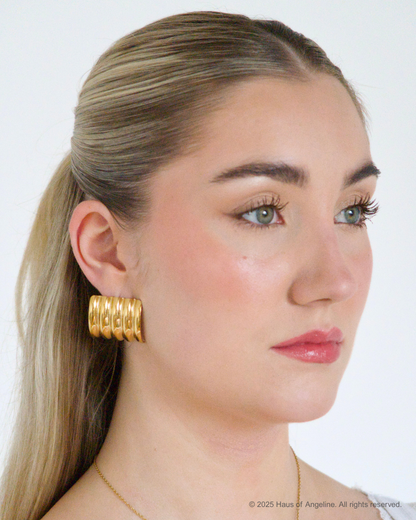 Covergirl Textured Statement Earrings in Gold