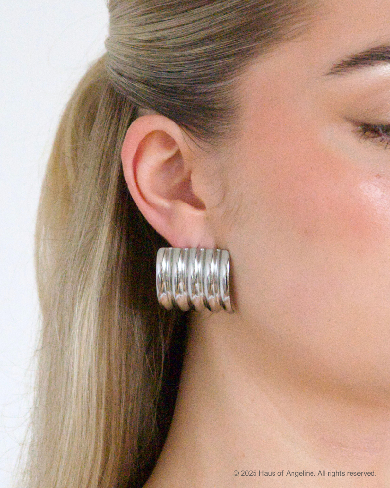 Covergirl Textured Statement Earrings in Silver