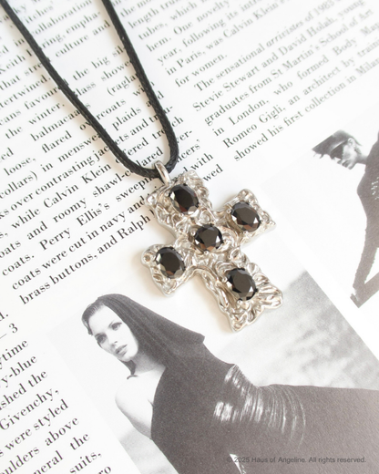 Siren's Kiss Black Stone Cross Necklace