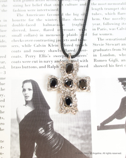 Siren's Kiss Black Stone Cross Necklace