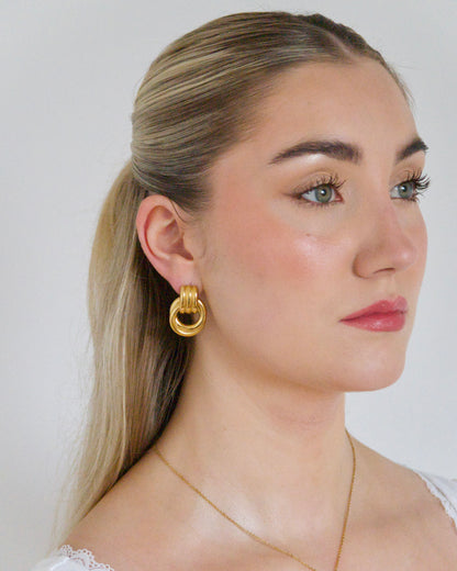 Hailey Double Knot Earrings in Gold