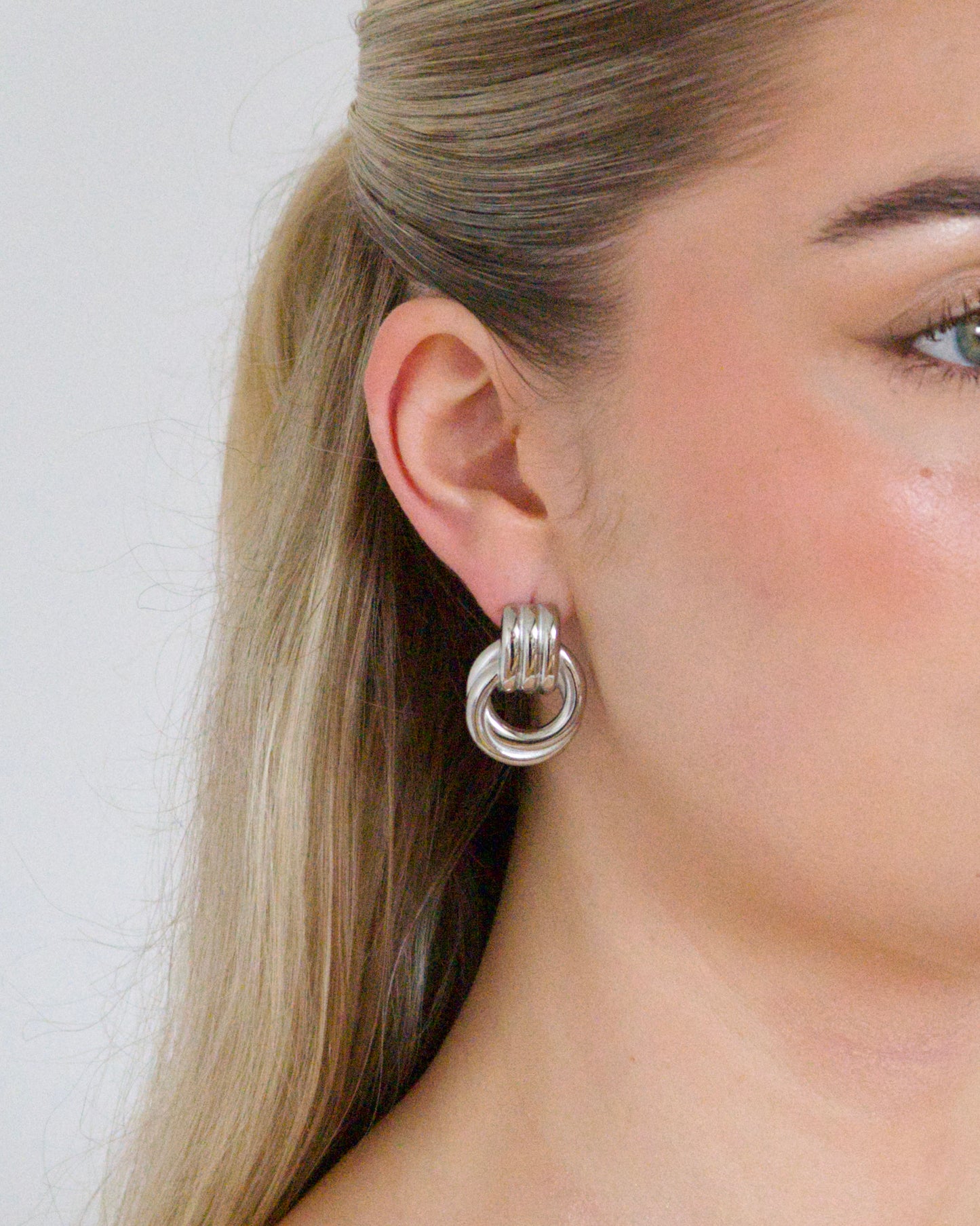 Hailey Double Knot Earrings in Silver