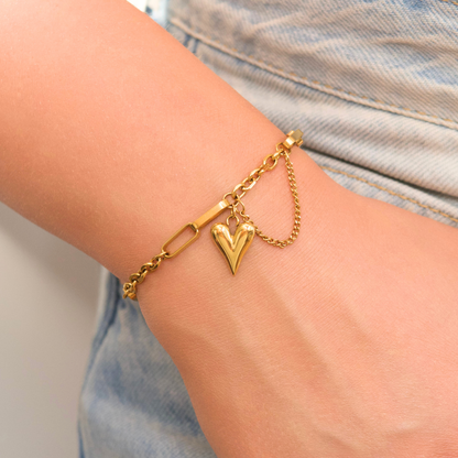Gold Heart Charm Bracelet