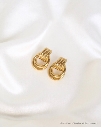 Hailey Double Knot Earrings in Gold
