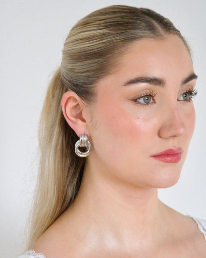 Hailey Double Knot Earrings in Silver