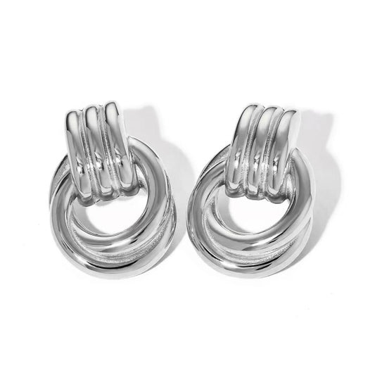 Hailey Double Knot Earrings in Silver