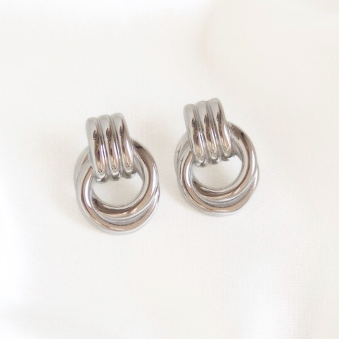 Hailey Double Knot Earrings in Silver