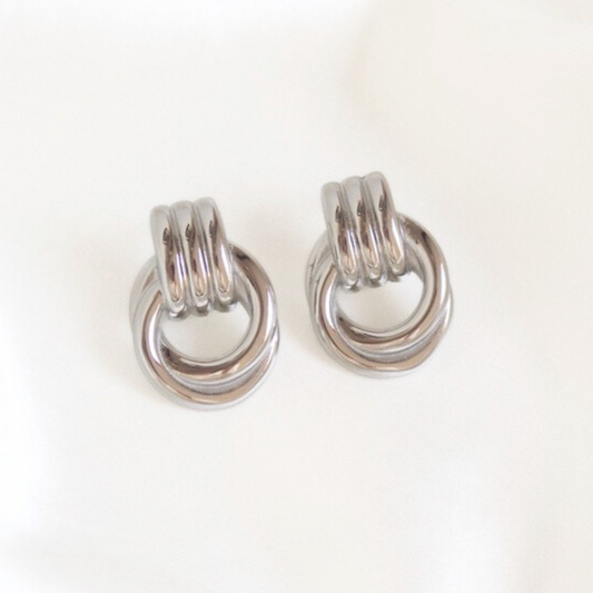 Hailey Double Knot Earrings in Silver
