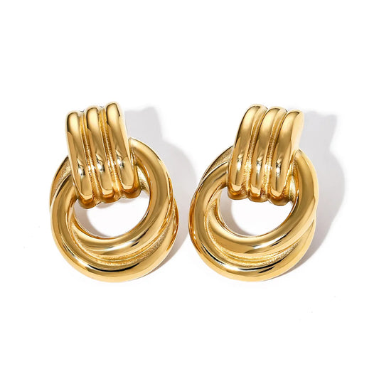 Hailey Double Knot Earrings in Gold
